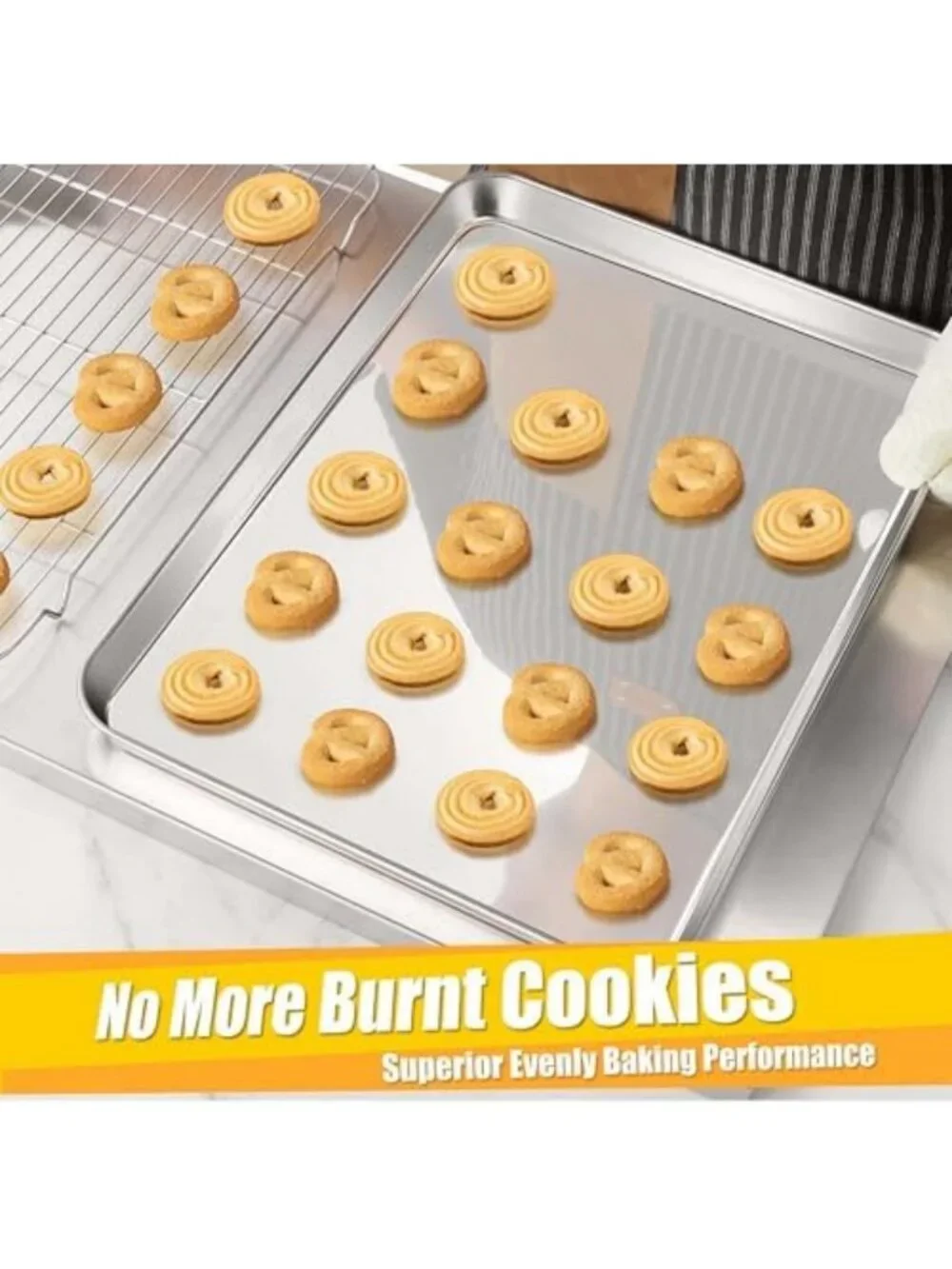 Heavy Duty Stainless Steel Baking Sheets Set - 3 Pack, 18x13 Inch, Kitchen